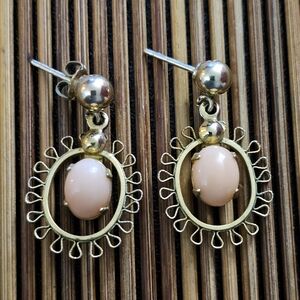 12k Gold Filled Coral Yellow Gold Dangle Earrings (Vintage)